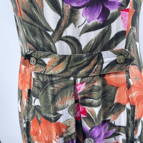 Vintage Jamie Brooke Rayon Tropical Floral Button Front Maxi Dress Size 10 - Picture 10 of 14